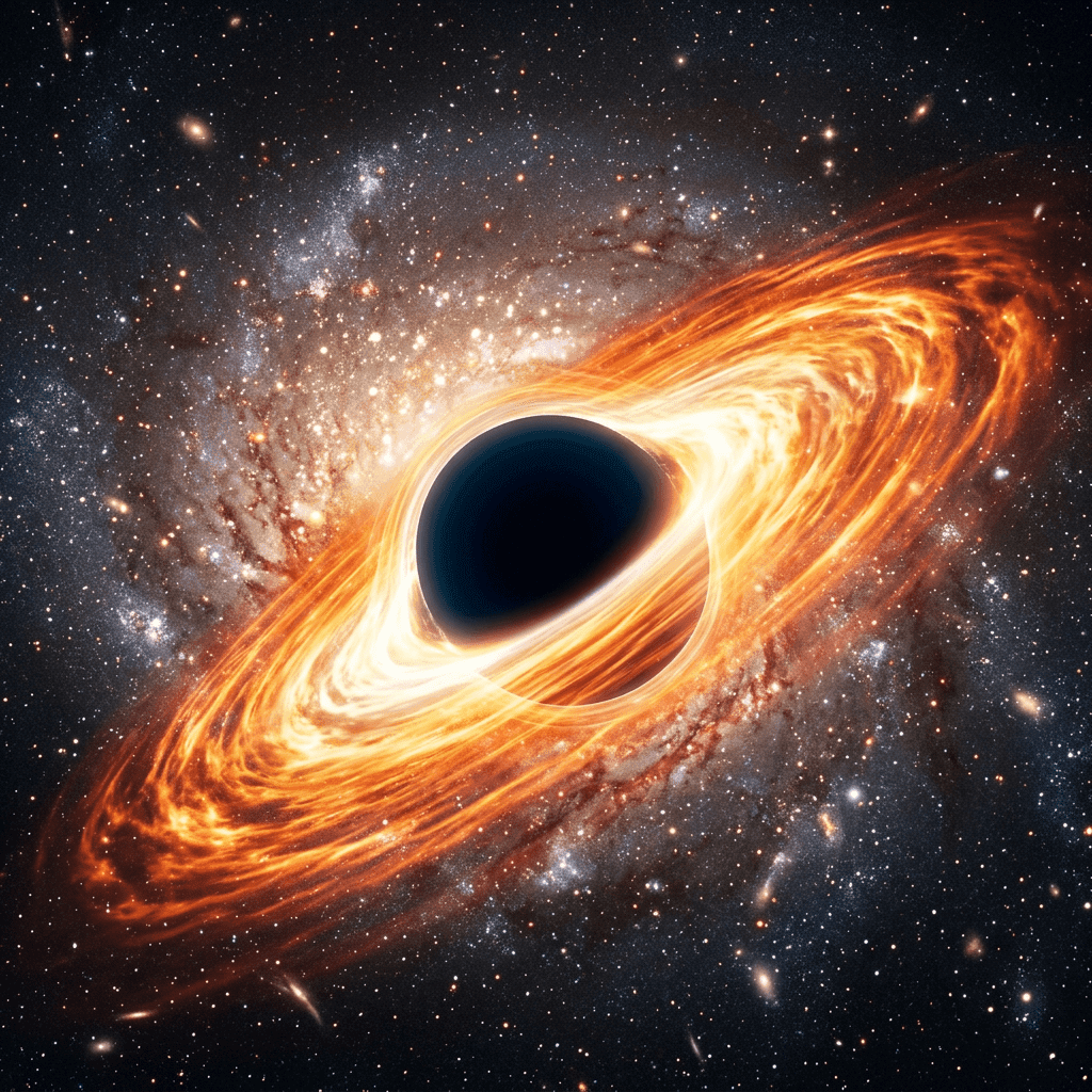 Supermassive black hole with glowing accretion disk