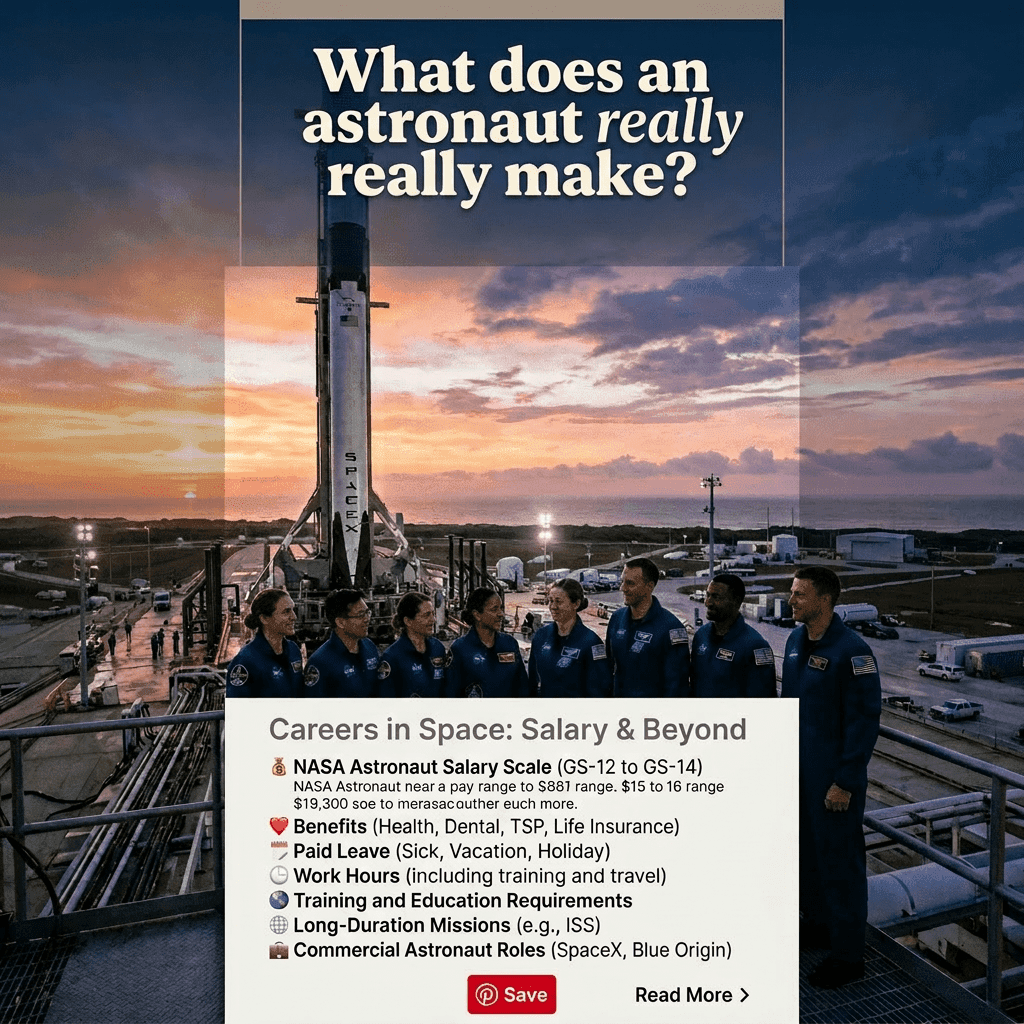 Eight astronauts in blue flight suits standing in front of a SpaceX rocket at sunset