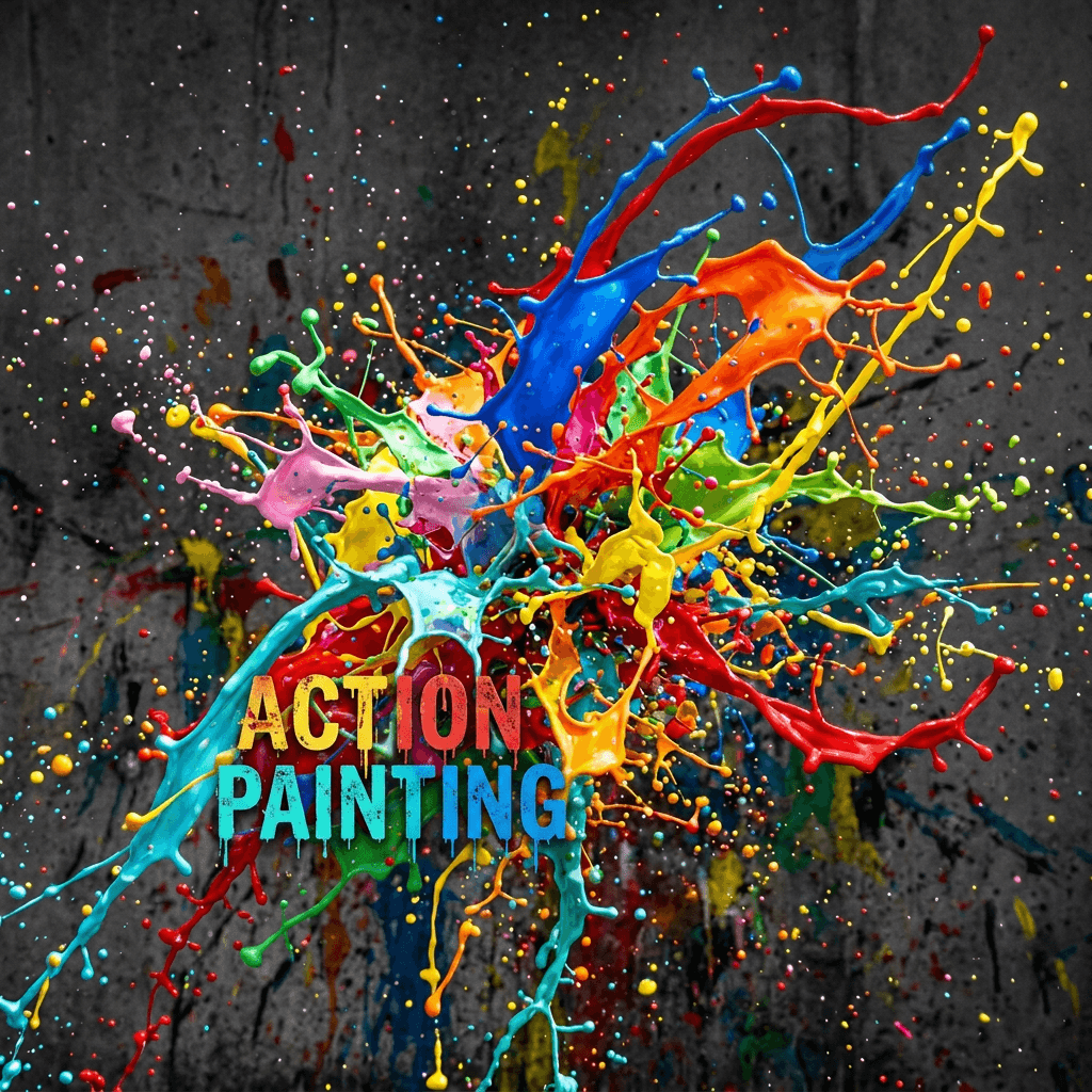 Multicolored paint splashing dynamically against a dark background